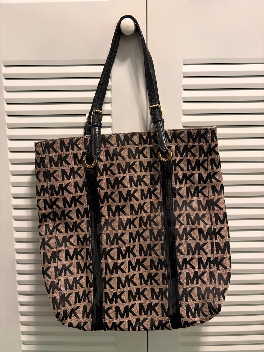 Michael Kors Brown and Black MK Signature Tote
